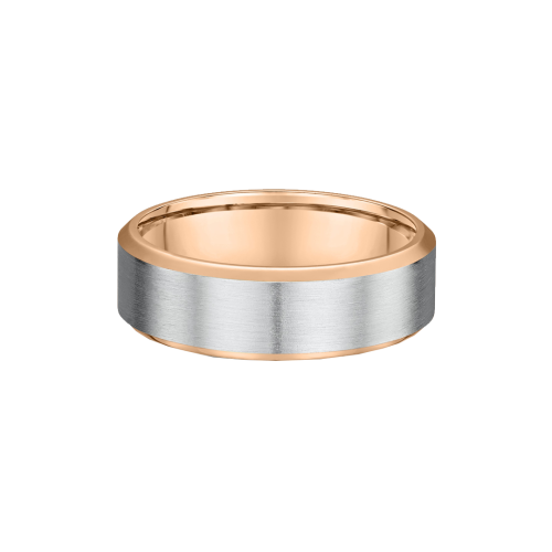 Two Tone Bevelled Edge Wedding Ring