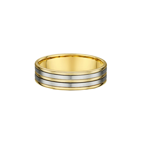 Two Tone Double Inlay Wedding Ring