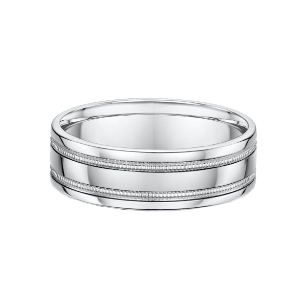 White Metal Milgrain Detail Wedding Ring