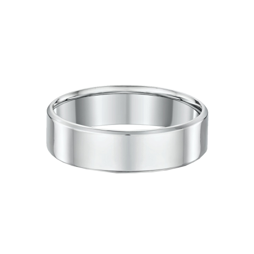 Classic Flat Bevel 6mm Wide Mens Wedding Ring