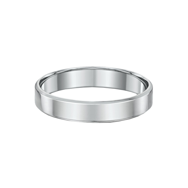 Classic Flat Bevel 4mm Wide Mens Wedding Ring