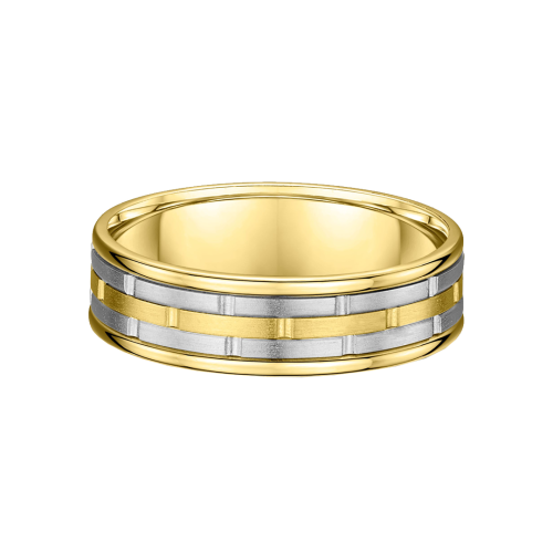 Two Tone Grooved Men's Wedding Ring