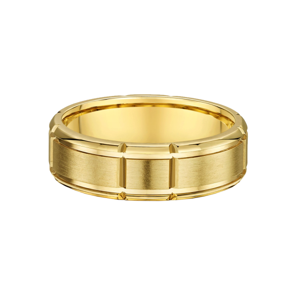 Deluxe Grooved Mens Wedding Ring