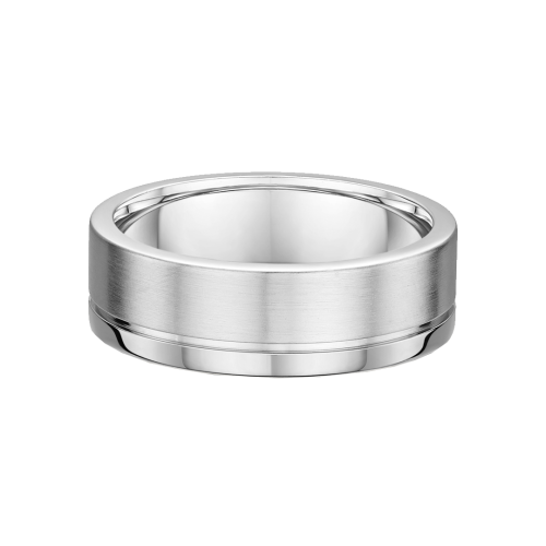 White Metal Flat Profile Wedding Ring