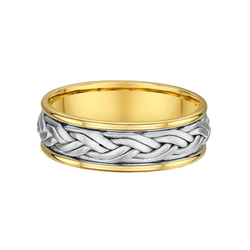 Two Tone Braided Mens Wedding Ring