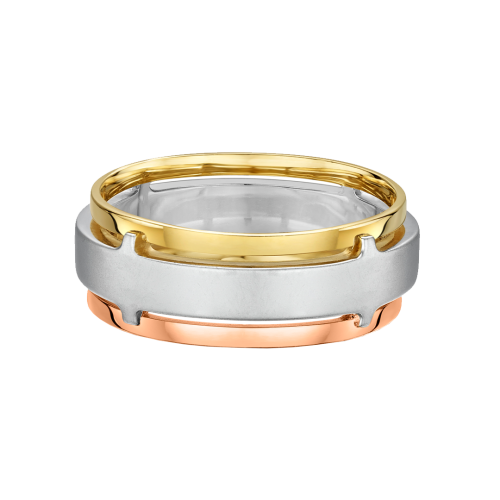 Tri Tone Deluxe Mens Wedding Ring