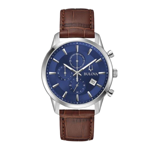 Bulova Gents Sutton - Blue/Brown Leather