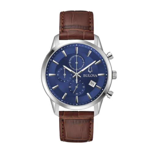 Bulova Gents Sutton - Blue/Brown Leather