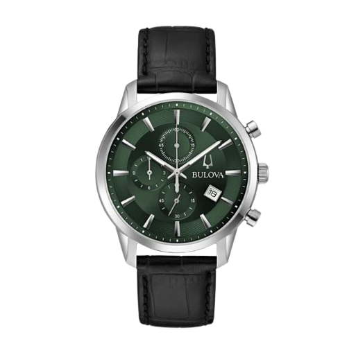 Bulova Gents Sutton - Green/Black Leather