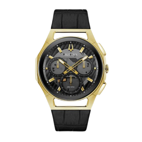 Bulova Gents Curv Chronograph - Gold/Black