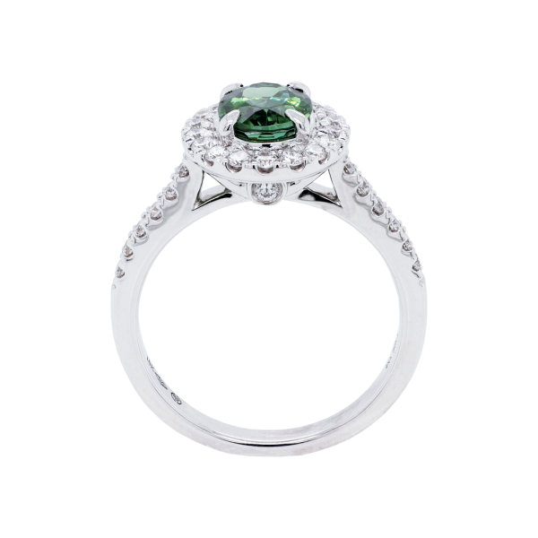 Green Tourmaline Diamond Halo Dress Ring Front 1083x1083