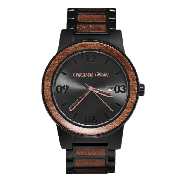 Barrel Sapele Matte Black Steel Watch
