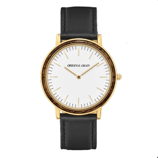 Minimalist Ebony Wood and Gold Watch