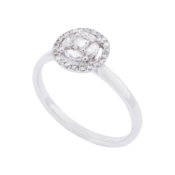 Delicate Diamond Cluster Halo Ring