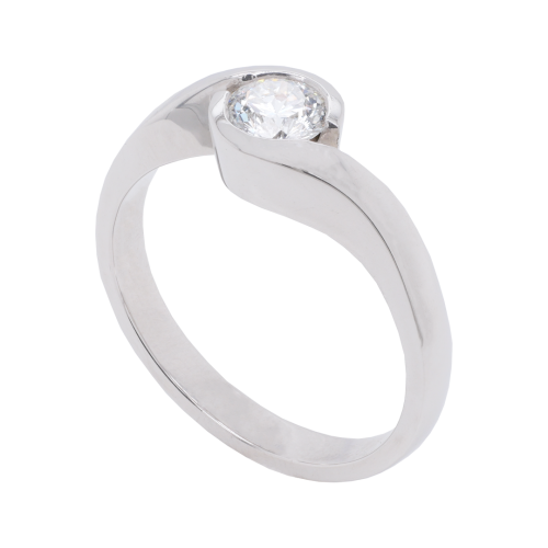 Sirius Star Diamond Crossover Solitaire Ring