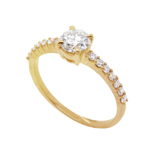 Claw Set Diamond Shoulders Solitaire Engagement Ring